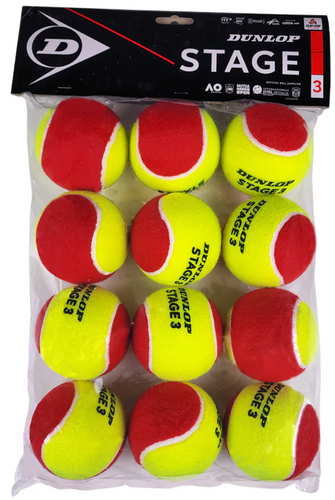 Dunlop Stage 3 Red Tennis Balls - 12pk